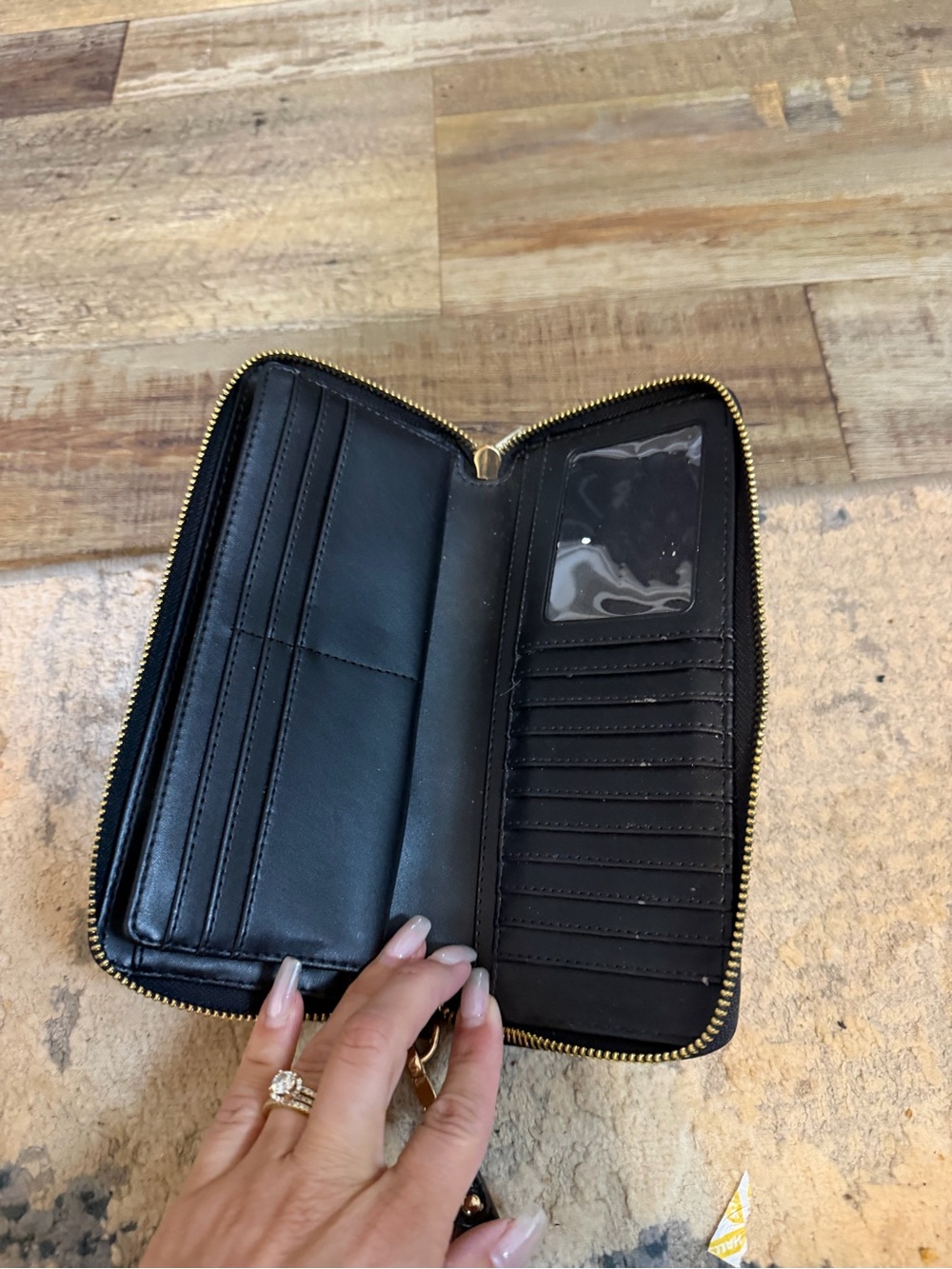 Michael Kors Black Pebbled Leather Zip Wallet with Gold Logo - Picture 2 of 2